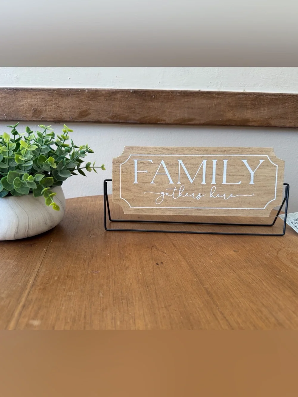 White and Black 'Welcome to Our Home' & tan family gathers here reversible sign